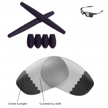 Walleva Transition/Photochromic Polarized Replacement Lenses and Black Rubber Kit for Oakley X Squared (OO6011 Series) Sunglasses
